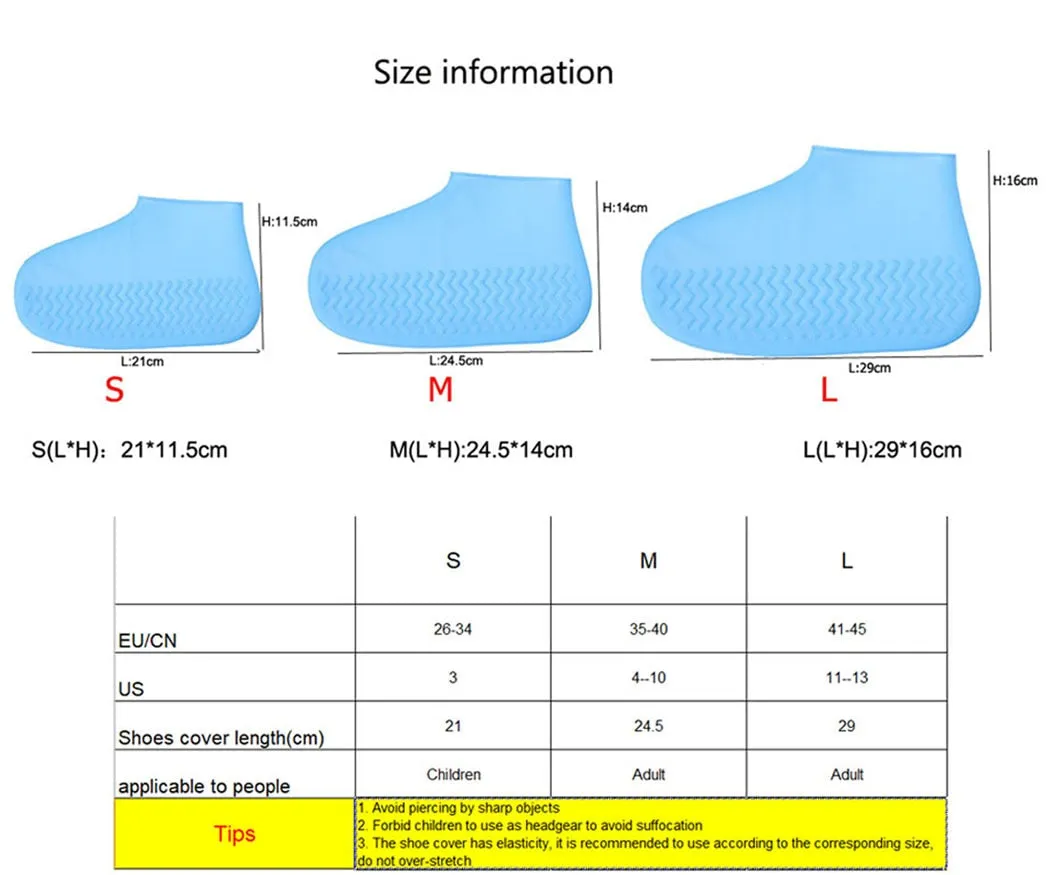 1 Pair Reusable Latex Waterproof Rain Shoes
