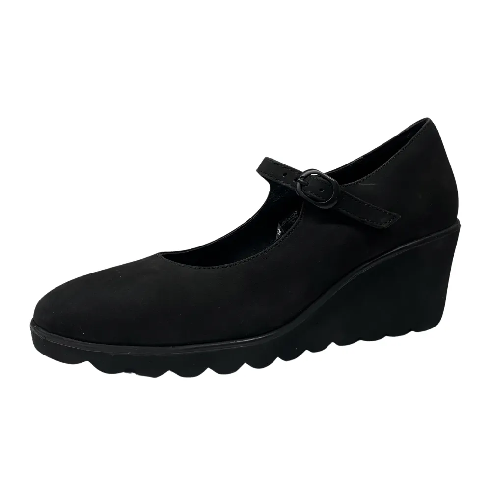 Ara Olive Black Mary Jane Wedge (Women's)