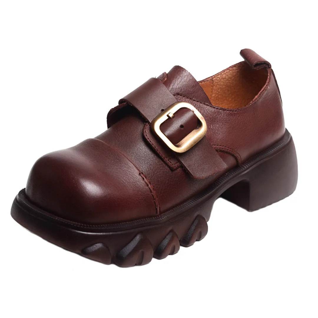 British Style Buckle Leather Shoes
