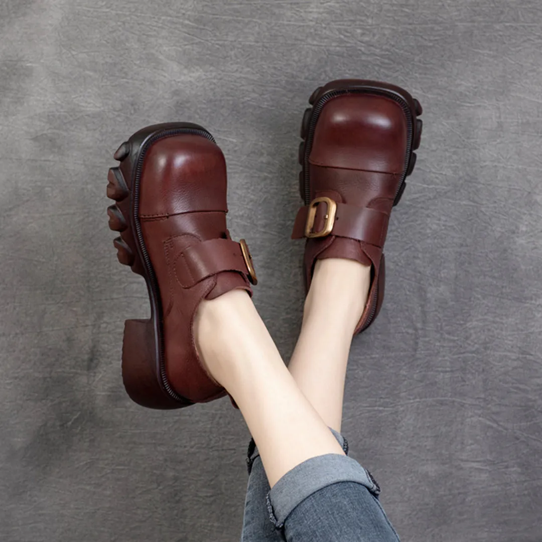 British Style Buckle Leather Shoes