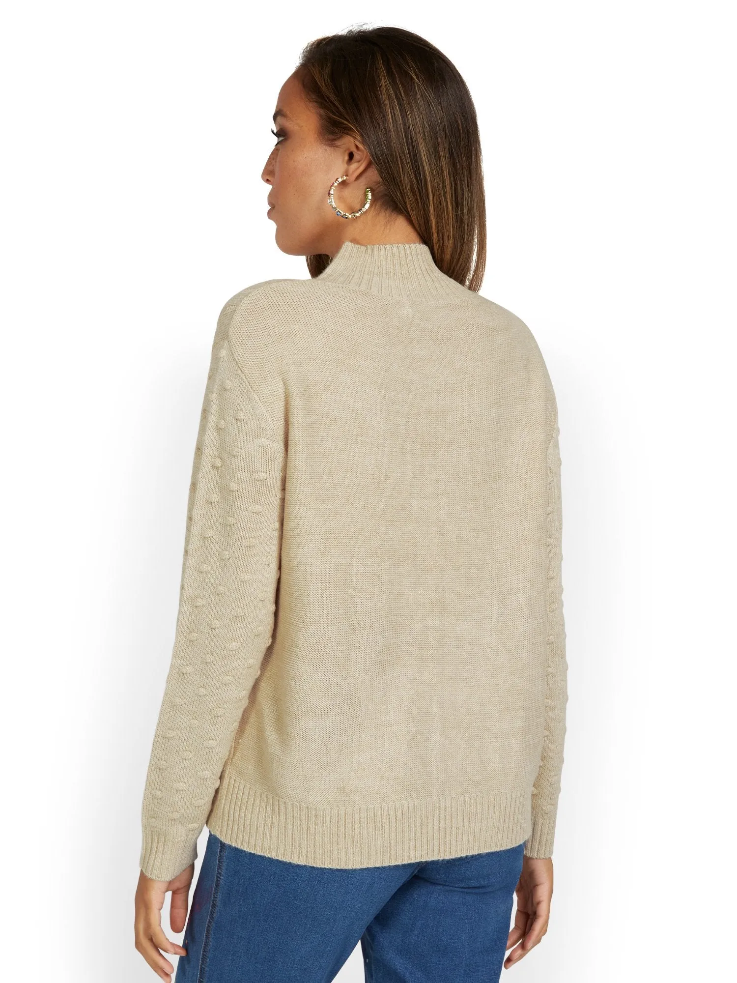 Cable-Knit Mock-Neck Sweater