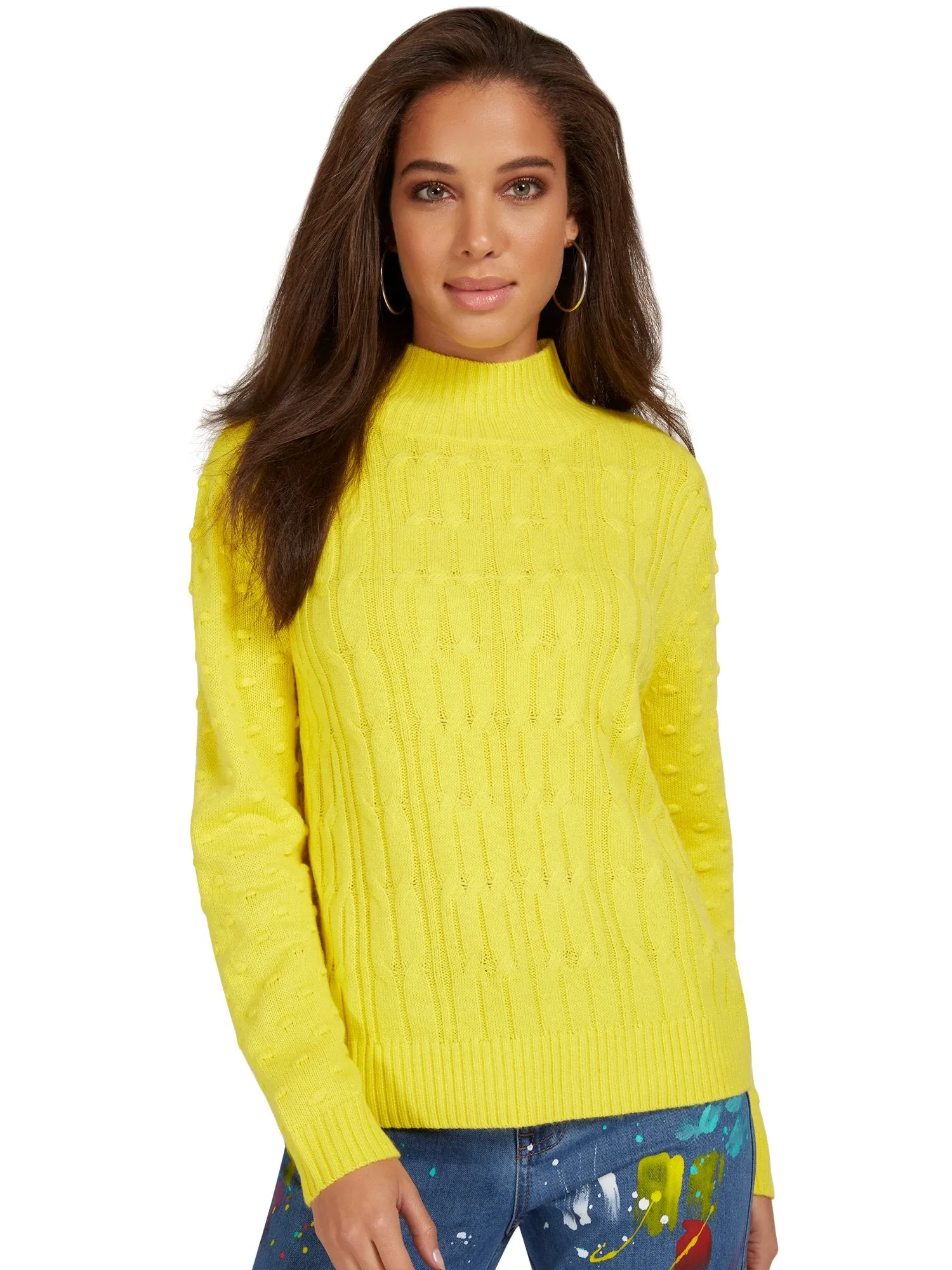 Cable-Knit Mock-Neck Sweater