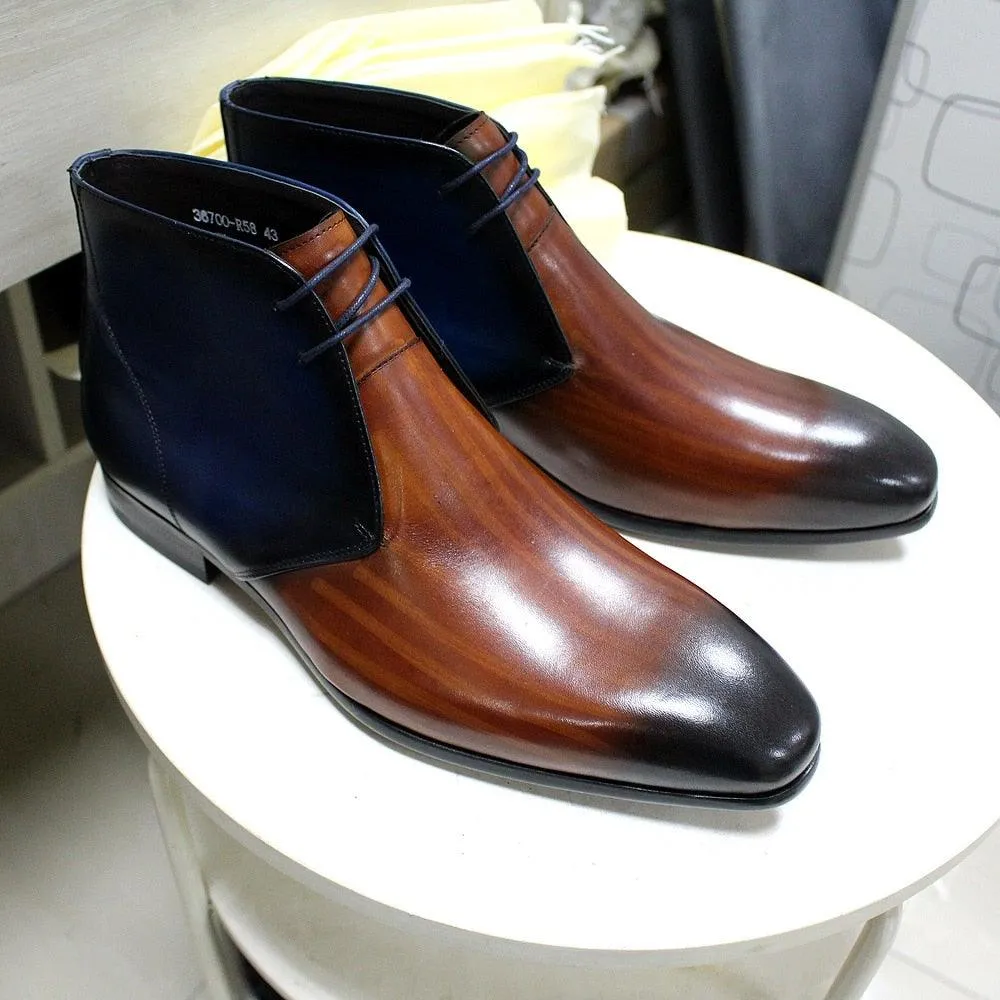 FC Men's Genuine Leather Lace Up Casual Ankle Boots