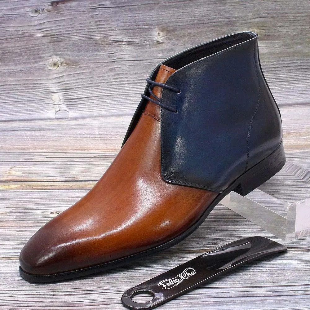 FC Men's Genuine Leather Lace Up Casual Ankle Boots