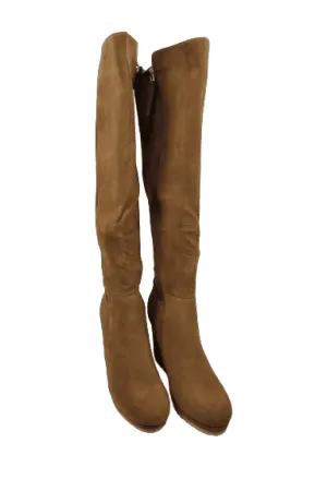JustFab women's brown wedge knee boots size 10
