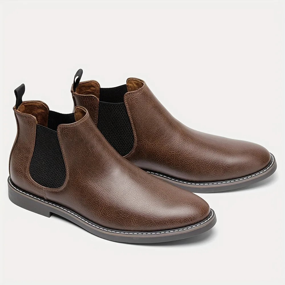 Men's Stylish Waterproof Chelsea Boots - Durable PU Leather - Easy Slip-On for Casual Outdoor Wear