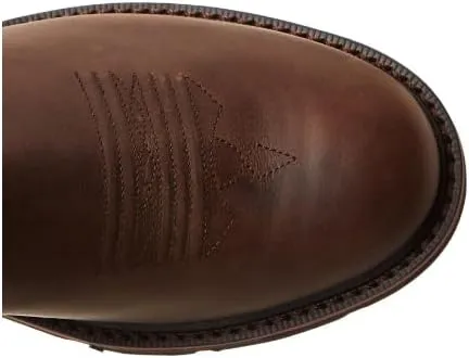 Mens Western Boots Mid Calf Boots Casual Chunky Heel Wide Country Boot Brown Cowboy Boots Embroidered Round Toe Dress Boots
