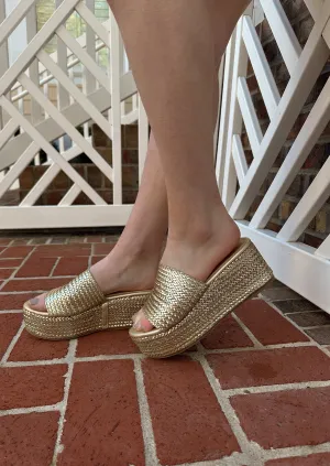 Peony Gold Woven Wedge