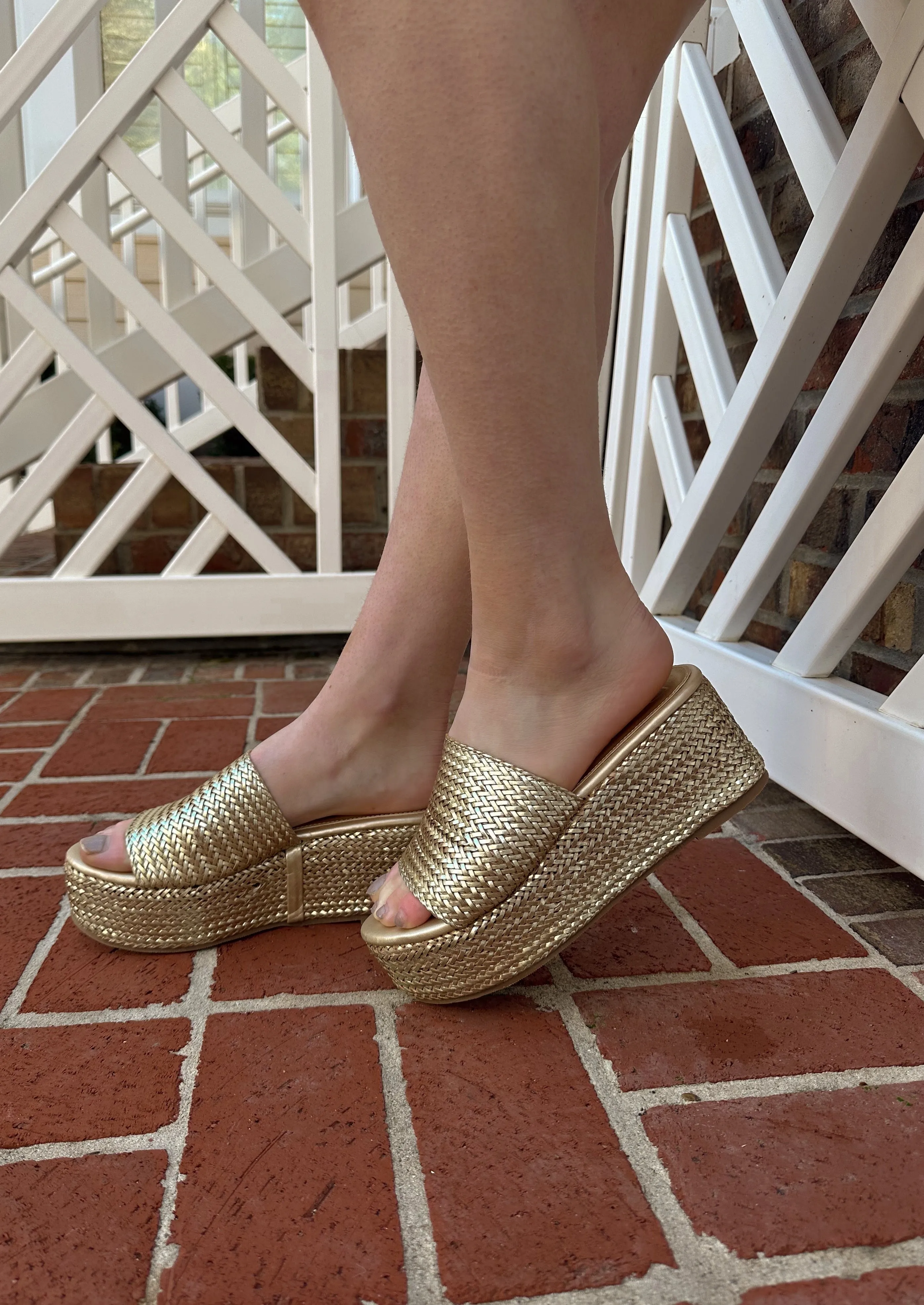 Peony Gold Woven Wedge