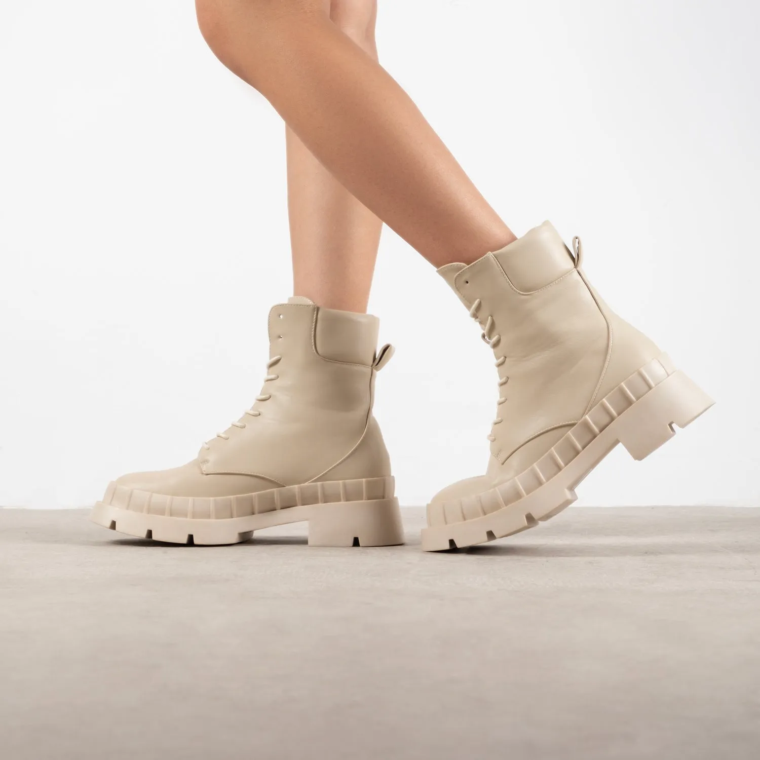 RAID Prestone Chunky Ankle Boot in Ecru