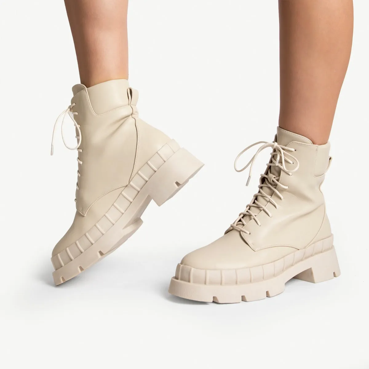 RAID Prestone Chunky Ankle Boot in Ecru