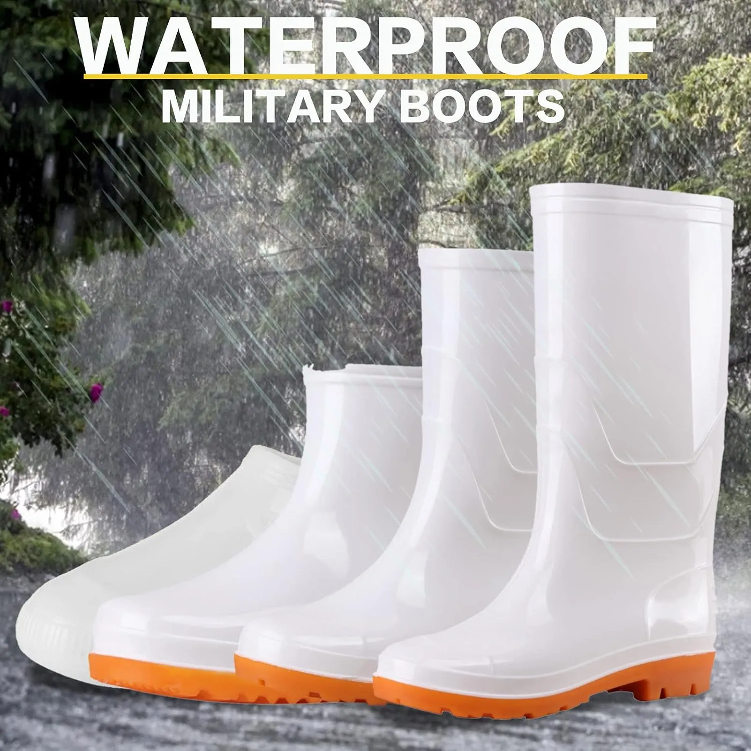 Rain Boots Women's Mid Calf Rain Boots Waterproof Garden Shoes Outdoor Work Boot for Hunting Farming Work Boots