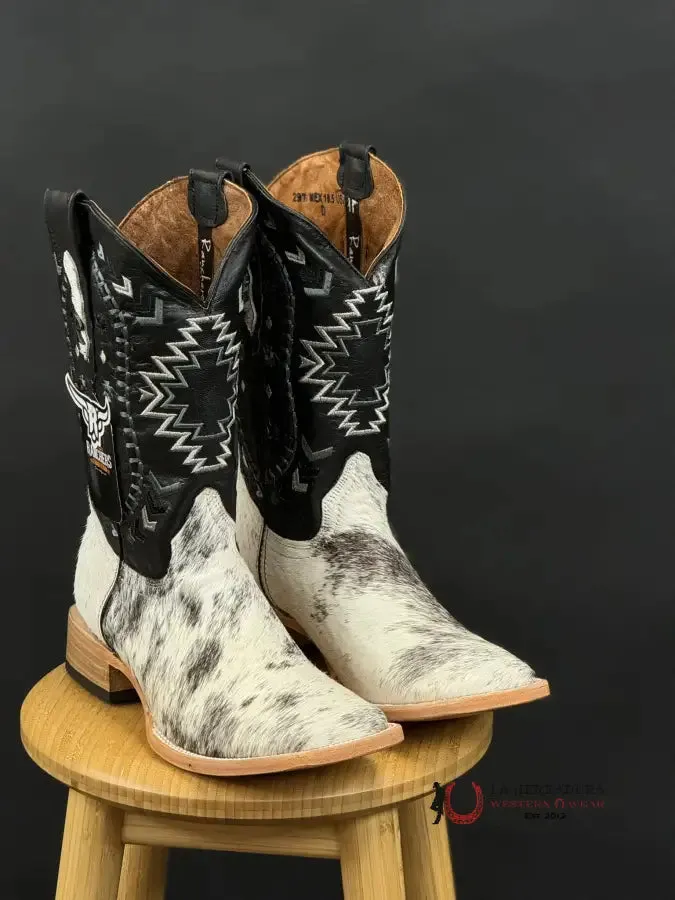 RANCHERS MEN COWHIDE BLACK&WHITE NG BLACK CHEROKEE BOOT EVERY PAIR IS UNIQUE!