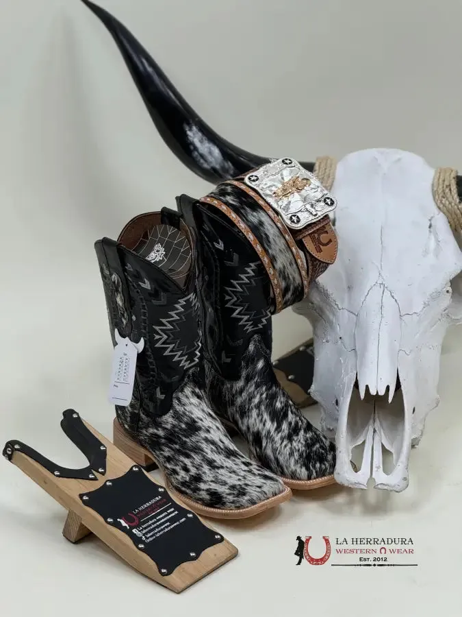 RANCHERS MEN COWHIDE BLACK&WHITE NG BLACK CHEROKEE BOOT EVERY PAIR IS UNIQUE!