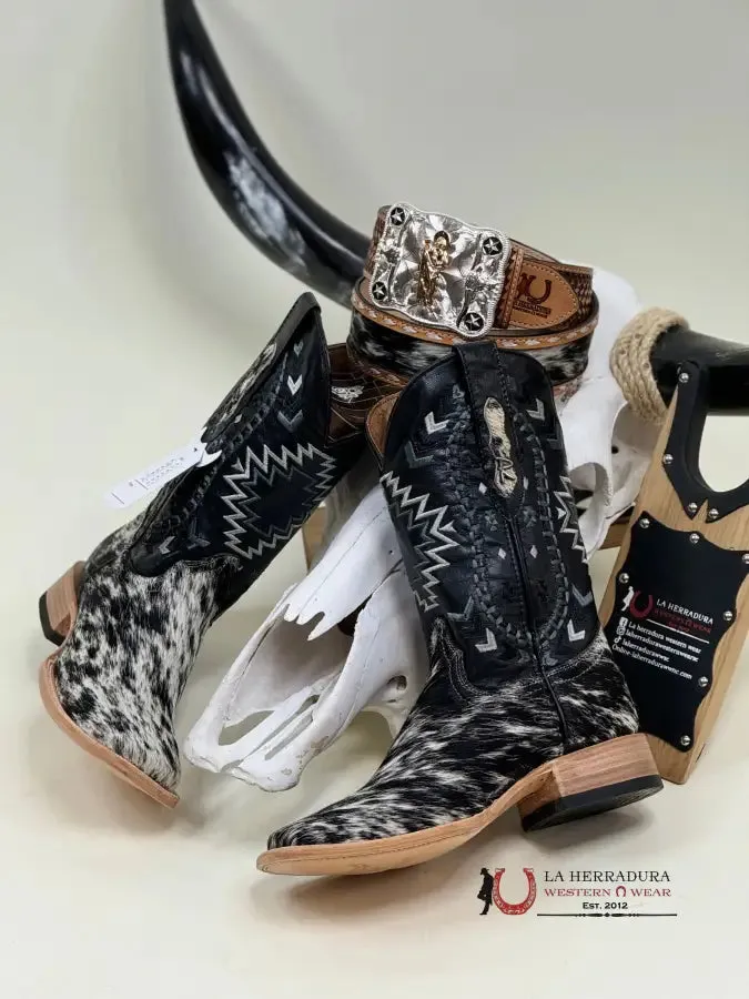 RANCHERS MEN COWHIDE BLACK&WHITE NG BLACK CHEROKEE BOOT EVERY PAIR IS UNIQUE!