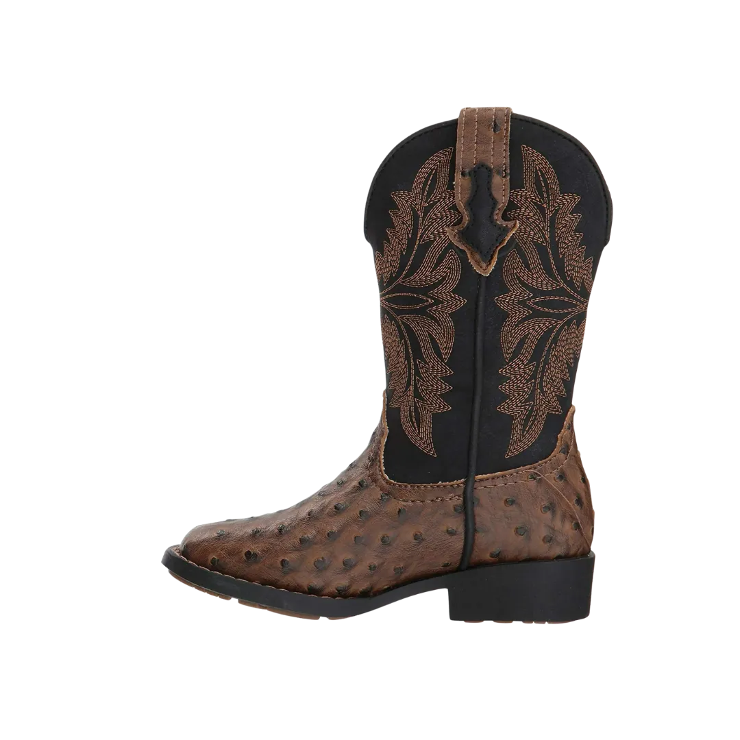 Roper Footwear Women's Jeds Ostrich Print Brown Black Boots