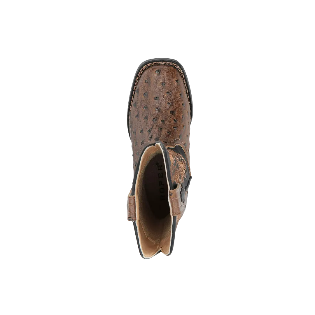 Roper Footwear Women's Jeds Ostrich Print Brown Black Boots