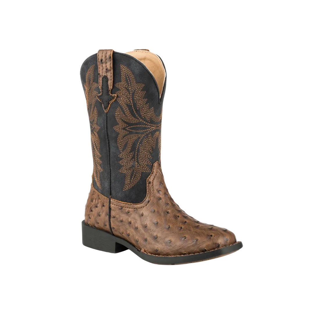 Roper Footwear Women's Jeds Ostrich Print Brown Black Boots