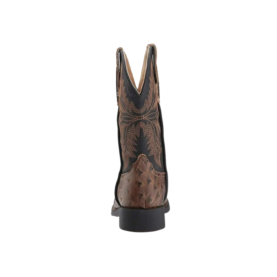 Roper Footwear Women's Jeds Ostrich Print Brown Black Boots