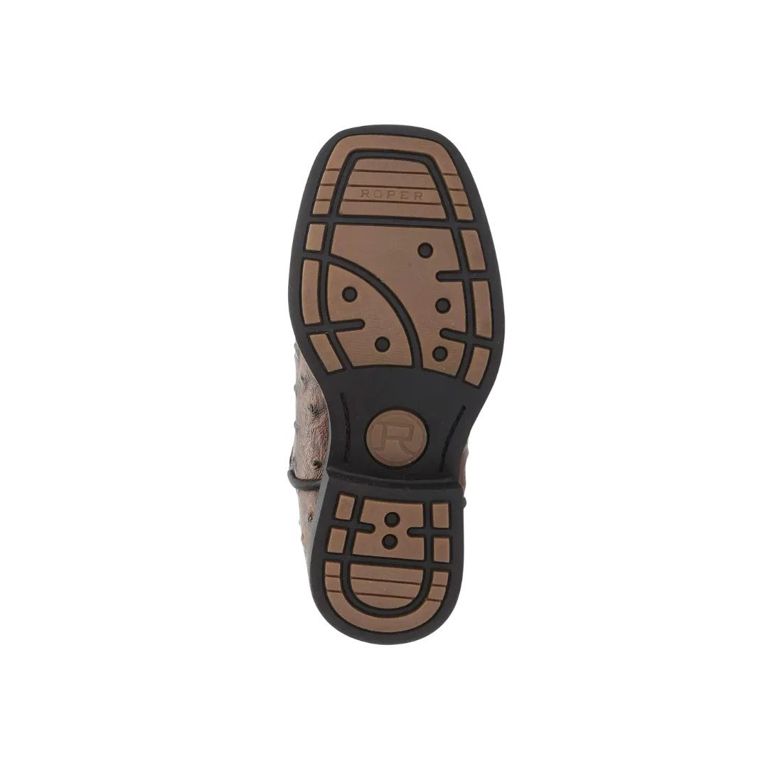 Roper Footwear Women's Jeds Ostrich Print Brown Black Boots